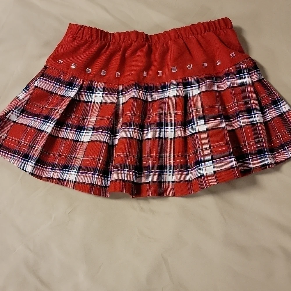 🎓kids Justice School Skirt Sz 6 Red Plaid Skort